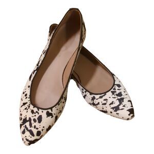 Mercanti Fiorentini Flats Shoes Womens 7.5 Black Ivory Calf Hair Italian
